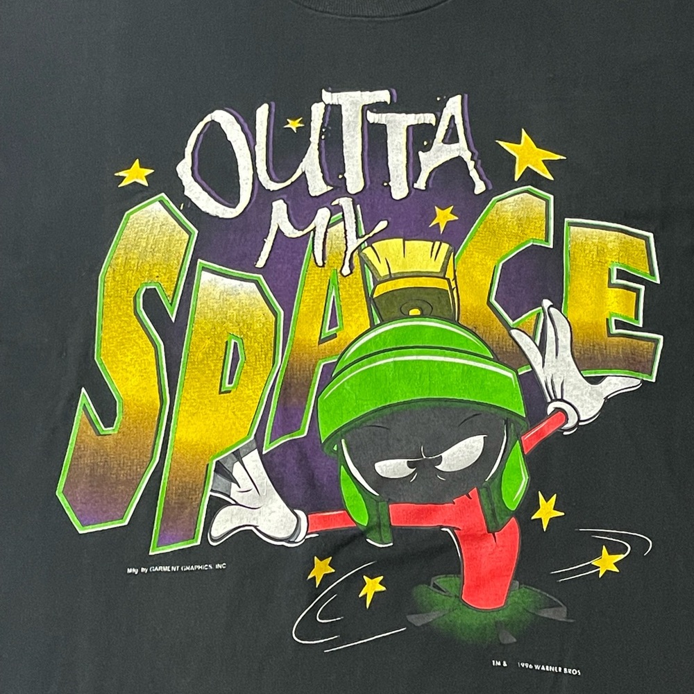 Looney Tunes Marvin the Martian Black Vintage Cotton Graphic Men's T-Shirt XL - Picture 2 of 7